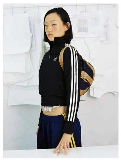 Trefoil Logo Cropped Zipper Track Jacket Black - ADIDAS - BALAAN 2