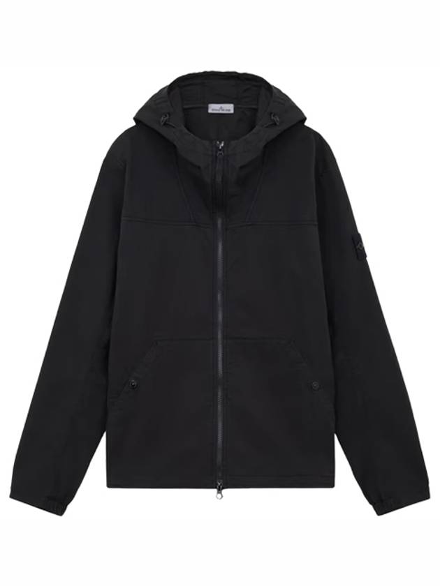 Supima Cotton Twill Stretch-TC Over Hooded Jacket Black - STONE ISLAND - BALAAN 2