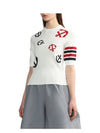 4 Bar Anchor Intarsia Short Sleeve Knit Top White - THOM BROWNE - BALAAN 4