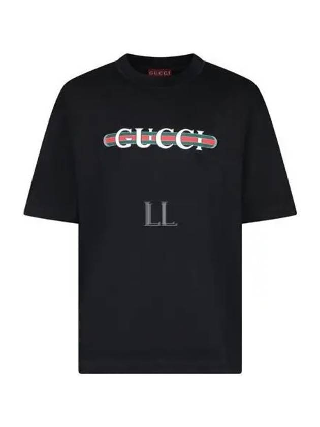 Logo Print Short Sleeve T-Shirt Black - GUCCI - BALAAN 2