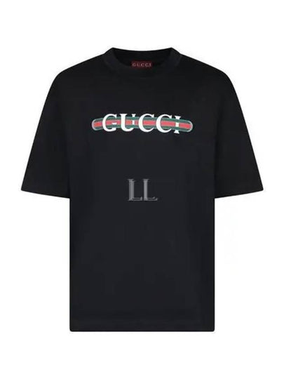 Logo Print Short Sleeve T-Shirt Black - GUCCI - BALAAN 2