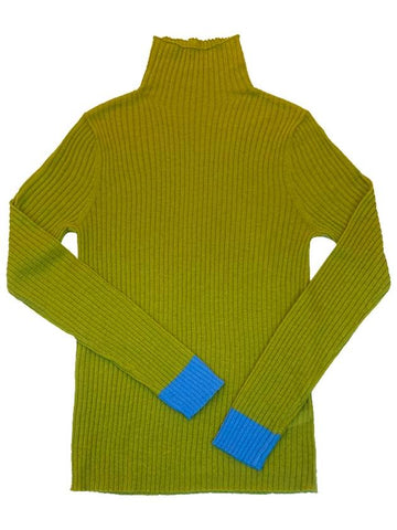 color block turtle neck Light Green 100% fine wool - MILESANDMILESANDMILES - BALAAN 1