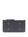 Pebble Leather Stitch Logo Zipper Card Wallet Grey - MAISON MARGIELA - BALAAN 1