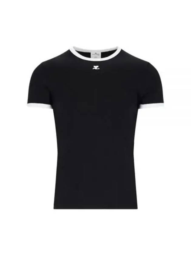 Contrast Signature Short Sleeve T-Shirt Black - COURREGES - BALAAN 2