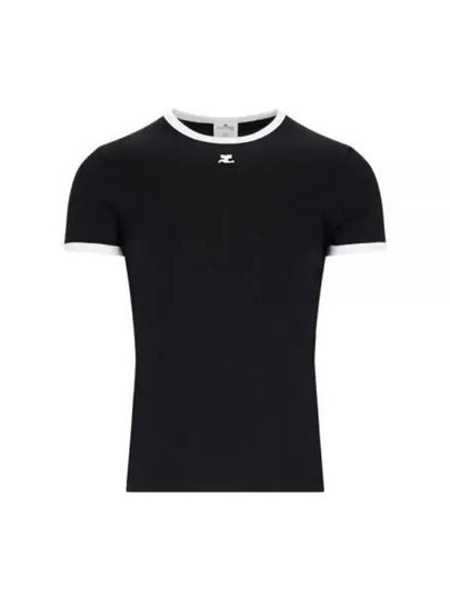 Contrast Signature Short Sleeve T-Shirt Black - COURREGES - BALAAN 2