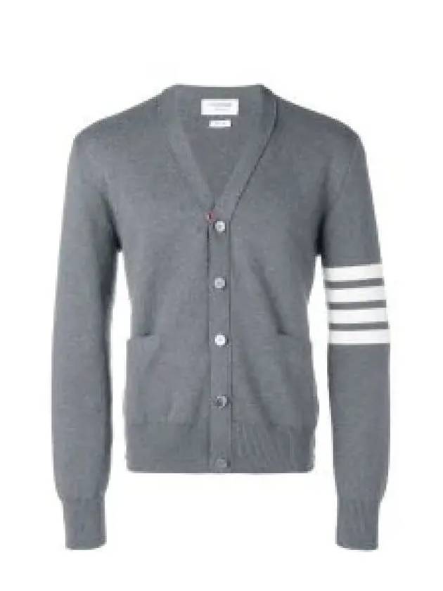 Milano Stitch 4-Bar Cardigan Medium Grey - THOM BROWNE - BALAAN 2