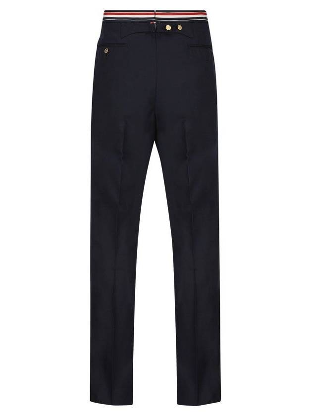 Low Rise Backstrap Super 120 Twill Straight Pants Navy - THOM BROWNE - BALAAN 3