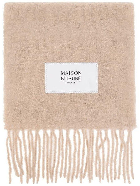 Baby Alpaca Plain Muffler Scarf Dark Beige - MAISON KITSUNE - BALAAN 2