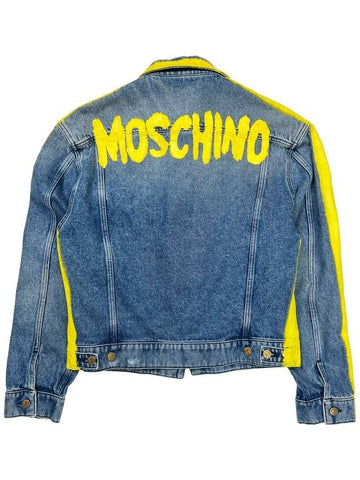 Men s Paint Logo Denim Jacket - MOSCHINO - BALAAN 1