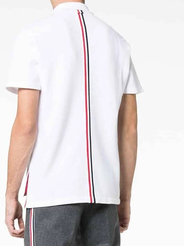 Men's Cotton Pique Center Bag Striped Short Sleeve Polo Shirt White - THOM BROWNE - BALAAN 7