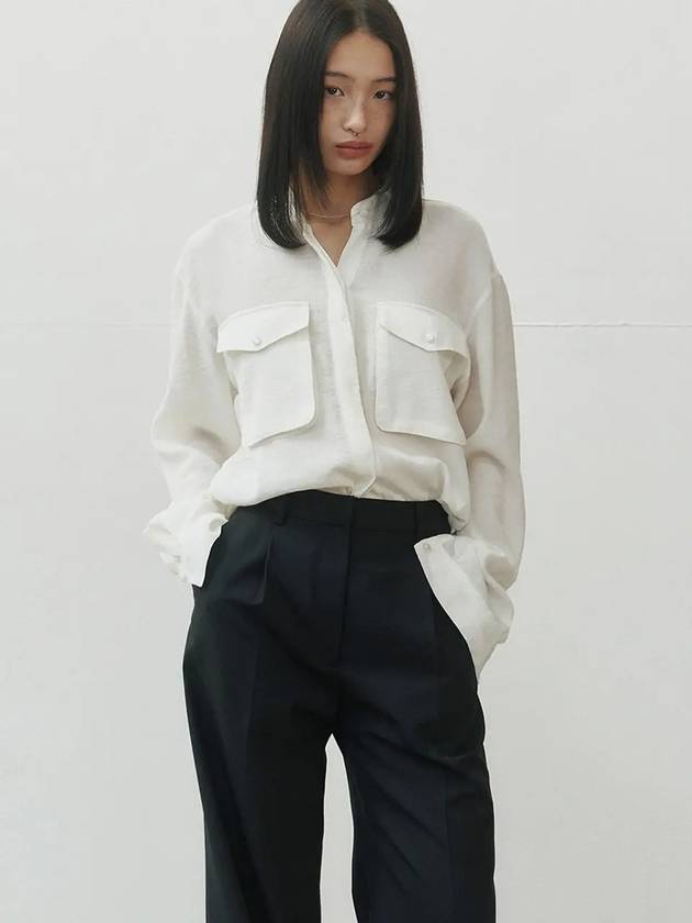 Relaxed Officer Pocket Blouse Off White - NOIRER FOR WOMEN - BALAAN 8