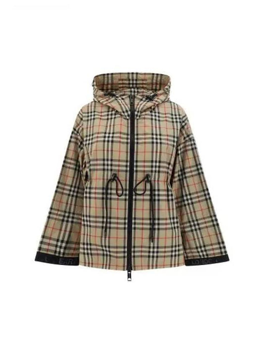 Women's Back-tone Check Zip-up Hooded Jacket Beige - BURBERRY - BALAAN 2