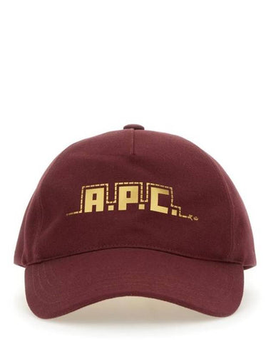 Curved Brim Embroidered Logo Cotton Ball Cap Red - A.P.C. - BALAAN 1