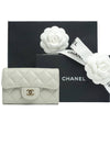 Classic Gold Hardware Logo Grained Shiny Calfskin Card Wallet Grey - CHANEL - BALAAN 2