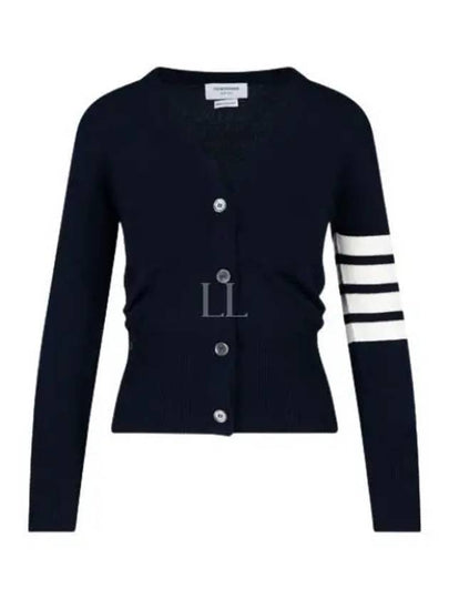 4-Bar V-Neck Cashmere Cardigan Navy - THOM BROWNE - BALAAN 2