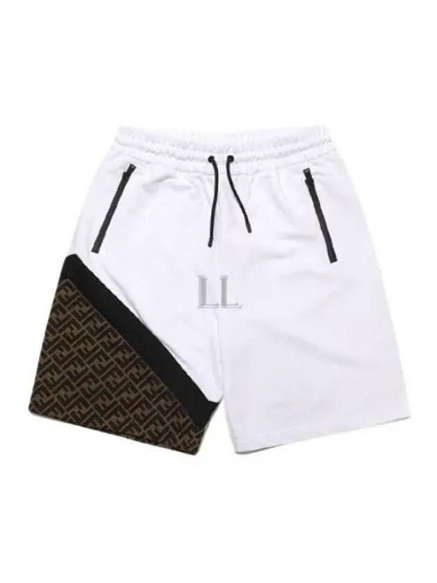 Bermuda Elastic Drawstring Waist Shorts White Black - FENDI - BALAAN 2