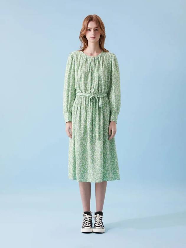 Slim puff rayon print middle dress 031 - VOYONN - BALAAN 9