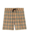 Men's Small Scale Check Drawstring Swim Shorts Beige - BURBERRY - BALAAN 2