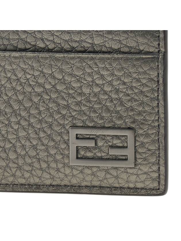 FF Baguette Logo Leather Card Wallet Grey - FENDI - BALAAN 7