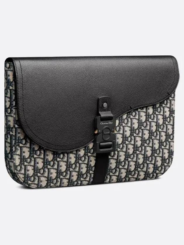 Oblique Saddle A4 Pouch Bag Black - DIOR - BALAAN 3