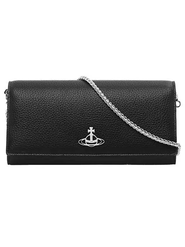 Silver Logo Chain Long Wallet Black - VIVIENNE WESTWOOD - BALAAN 4