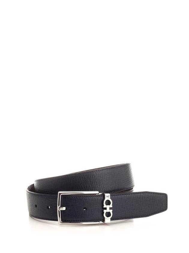 Gancini Reversible Adjustable Leather Belt Midnight Blue Testa Di Moro - SALVATORE FERRAGAMO - BALAAN 1