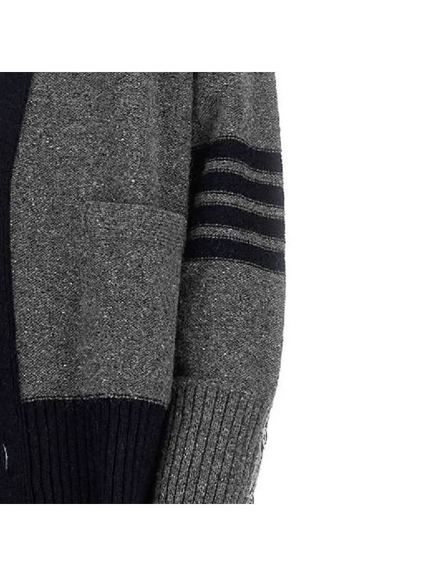 Donegal Diagonal Oversized Colour Block Wool Cardigan Grey - THOM BROWNE - BALAAN 5