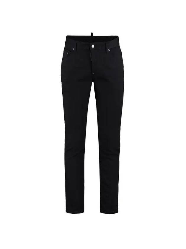 Skater Logo Patch Straight Jeans Black - DSQUARED2 - BALAAN 1