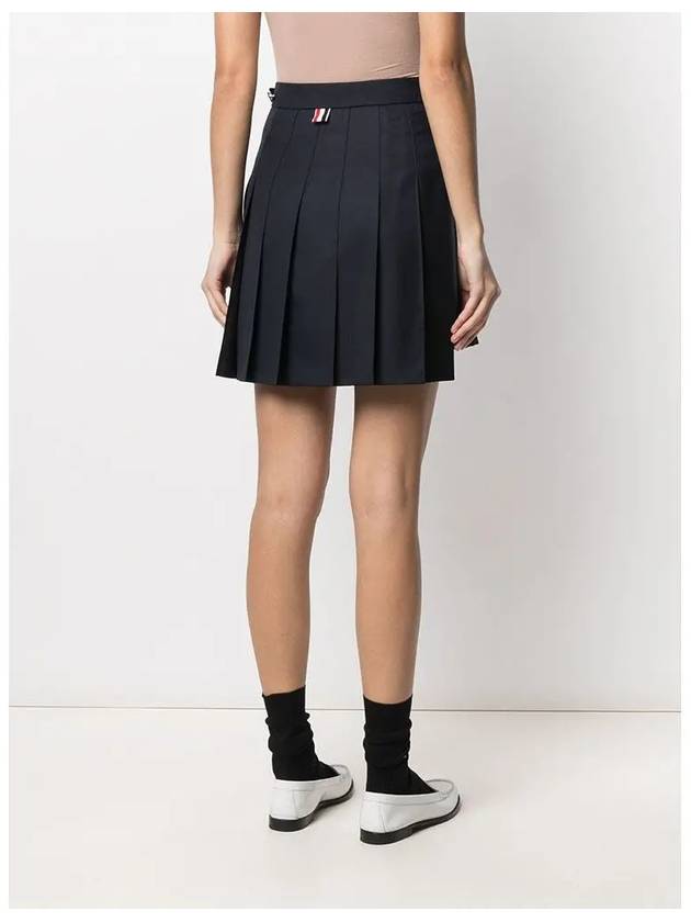 RMB Wool Mini Pleated Skirt Navy - THOM BROWNE - BALAAN 6