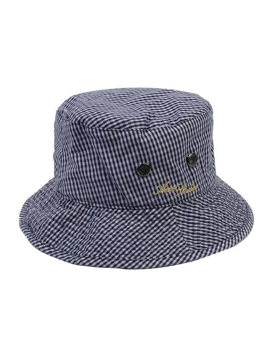 Check Bucket Hat C40149 CNL NAVYPALE GREEN ANA037ny - ACNE STUDIOS - BALAAN.