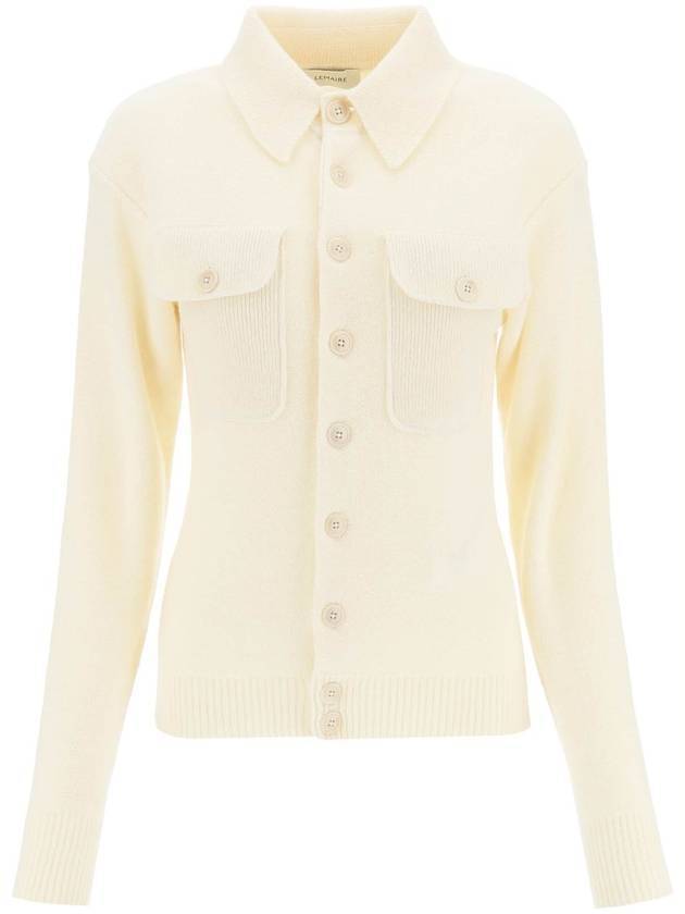 Women's Soft Shetland Fit Collar Cardigan Light Cream - LEMAIRE - BALAAN 1