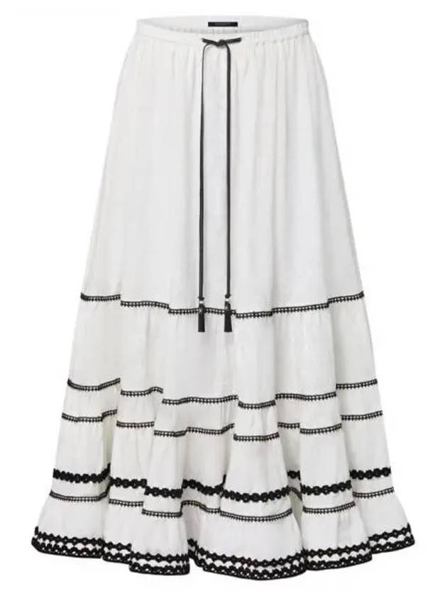 Lace Trim Tiered Maxi Skirt 1AFUVV - LOUIS VUITTON - BALAAN 1