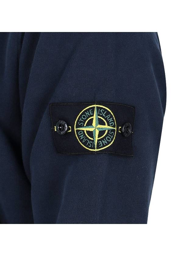 Snap Brushed Cotton Fleece Hoodie Navy - STONE ISLAND - BALAAN 6