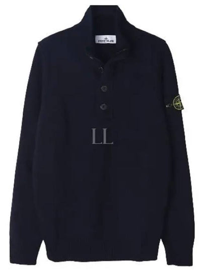 Wappen Patch Button Knit Top Navy - STONE ISLAND - BALAAN 2