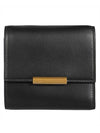 Logo 3-Fold Calfskin Half Wallet Black - BOTTEGA VENETA - BALAAN 1