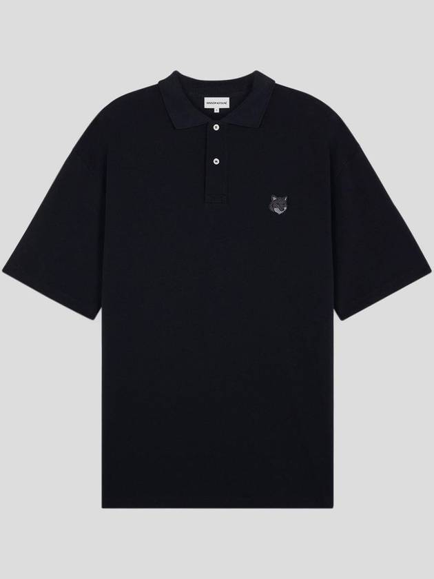 Bold Fox Head Patch Oversized Polo Shirt Black - MAISON KITSUNE - BALAAN 2