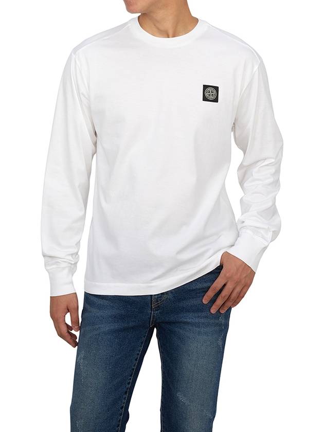 Chest Patch Long Sleeve T-Shirt White - STONE ISLAND - BALAAN 5