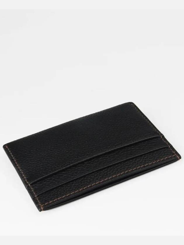 Grainy TB Logo Calfskin Card Wallet Black - BURBERRY - BALAAN 3