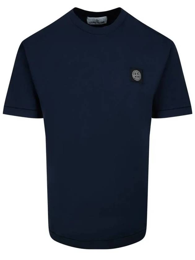 Logo Patch Short Sleeve T-Shirt Navy - STONE ISLAND - BALAAN 2