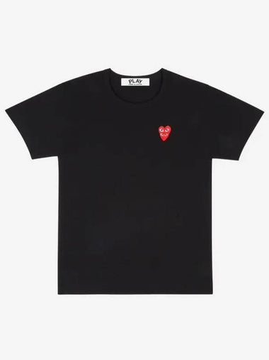 P1T288000 BLACK Double red heart t shirt - COMME DES GARCONS - BALAAN 1