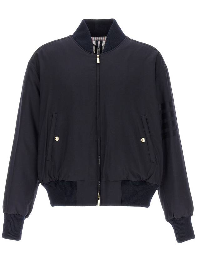 4 Bar Oversized Down Bomber Jacket Navy - THOM BROWNE - BALAAN 2