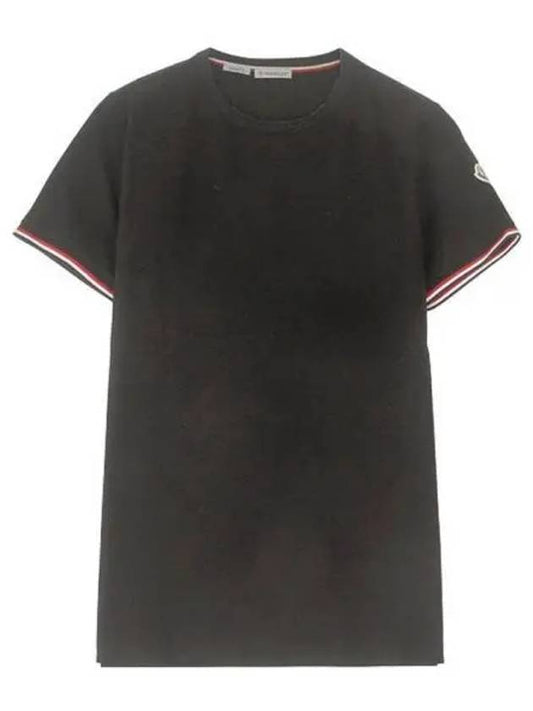 8C71600 87296 999 Arm Logo Round Short Sleeve T shirt Black Men s TLS TTA 271309 - MONCLER - BALAAN 1