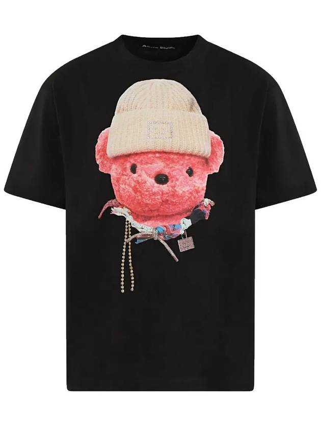 Teddy Face Organic Cotton Short Sleeve T-Shirt Black - ACNE STUDIOS - BALAAN 2