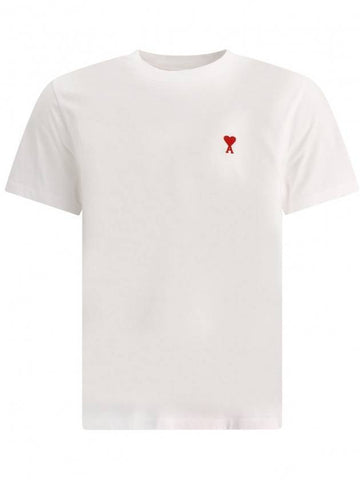 Small Heart Logo Short Sleeve T-Shirt White - AMI - BALAAN 1