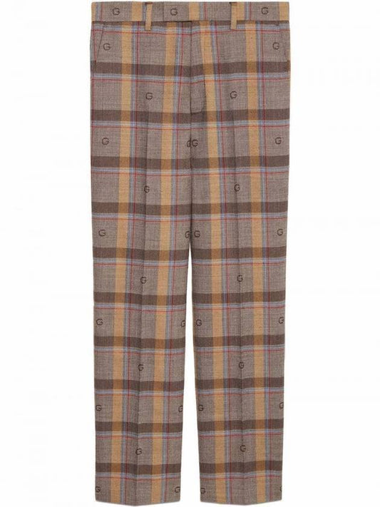 Men's Check Wool Straight Pants - GUCCI - BALAAN.