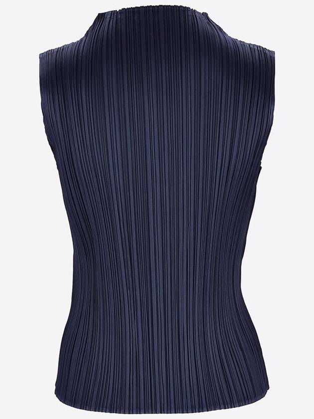 Pleated Mock Neck Sleeveless Navy - ISSEY MIYAKE - BALAAN 3