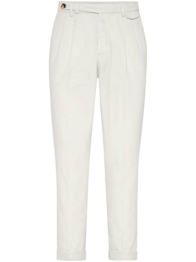 Double Play Tabbed Waistband Cotton Straight Pants Offwhite - BRUNELLO CUCINELLI - BALAAN 2