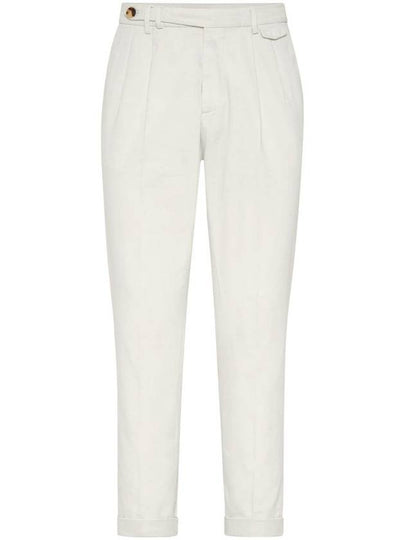 Double Play Tabbed Waistband Cotton Straight Pants Offwhite - BRUNELLO CUCINELLI - BALAAN 2