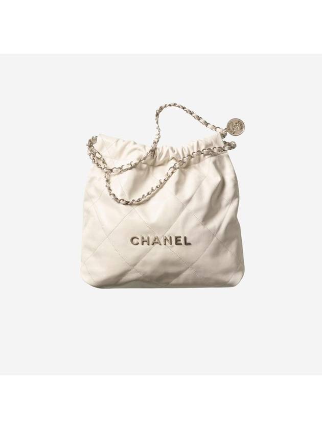 22 Small Handbag Calfskin Silver Metal White - CHANEL - BALAAN 1