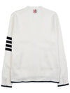 V-Neck Diagonal Armband Cardigan White - THOM BROWNE - BALAAN 3